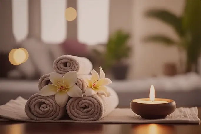 towels with candle